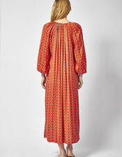 DEEBA Oozie Print Dress, Orange (ORANGE), large