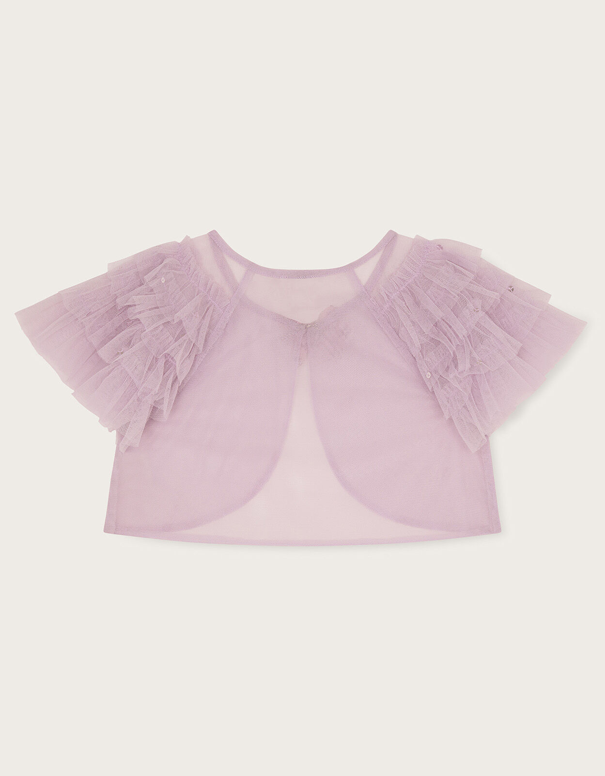 Isabella Crop Ruffle Sleeve Tulle Jacket Purple