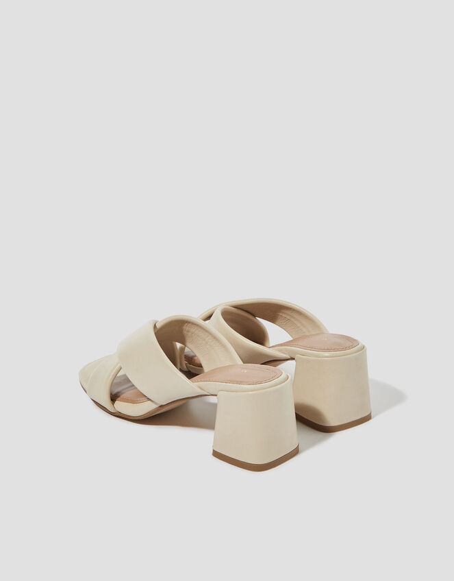 Oralia Leather Crossover Mule Heels, Cream (CREAM), large