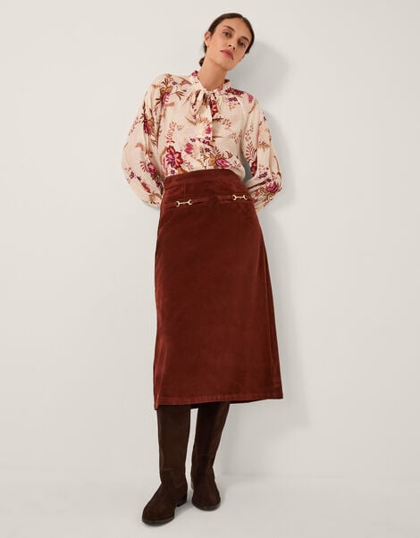 Lana Suedette Midi Skirt, Red (BURGUNDY), large