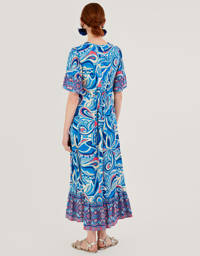 Raegan Contrast Print Dress with LENZING™ ECOVERO™, Blue (BLUE), large