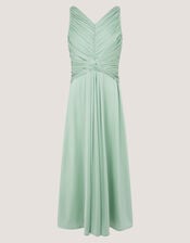 Skye Ruched Knot Jersey Prom Dress, Green (SAGE), large