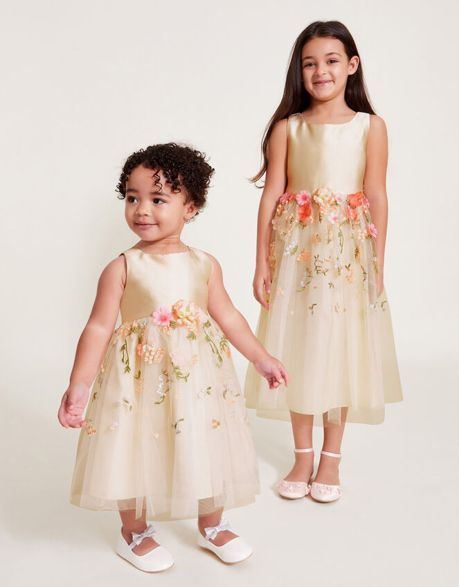 Baby Maggie 3D Floral Dress, Ivory (IVORY), large