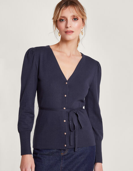 Smart Ribbed Cardigan with LENZING™ ECOVERO™ , Blue (MIDNIGHT), large