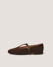 Jesi Velvet Mary Jane Ballet Flats, Brown (CHOCOLATE), large