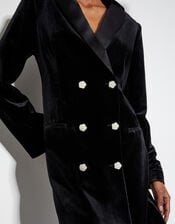 Valery Velvet Blazer Dress, Black (BLACK), large