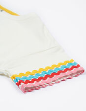 Frugi Ric Rac Trim T-Shirt, White (WHITE), large