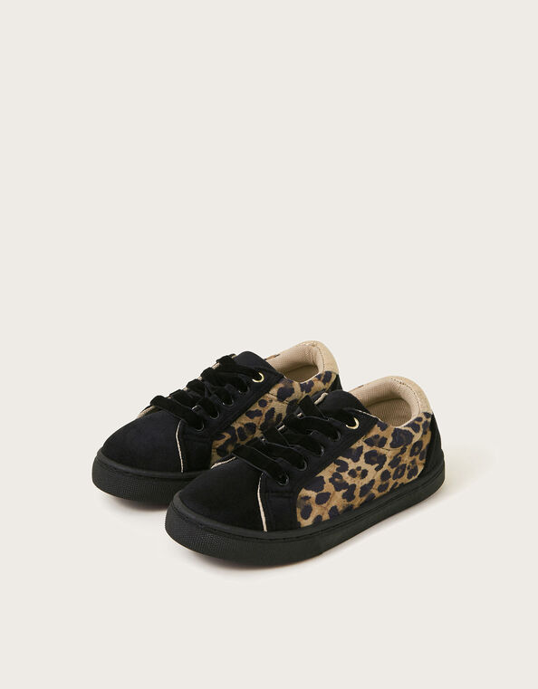 Velvet Leopard Print Trainers, Multi (MULTI), large