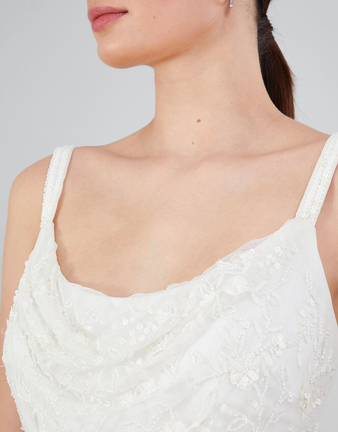 Holly Embellished Cowl Neck Bridal Dress, Ivory (IVORY), large