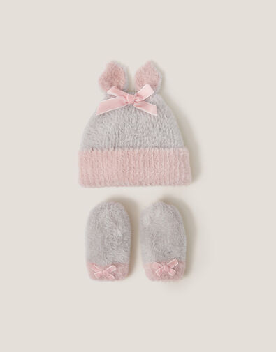 Baby Bunny Hat & Mittens Set, Gray (GREY), large