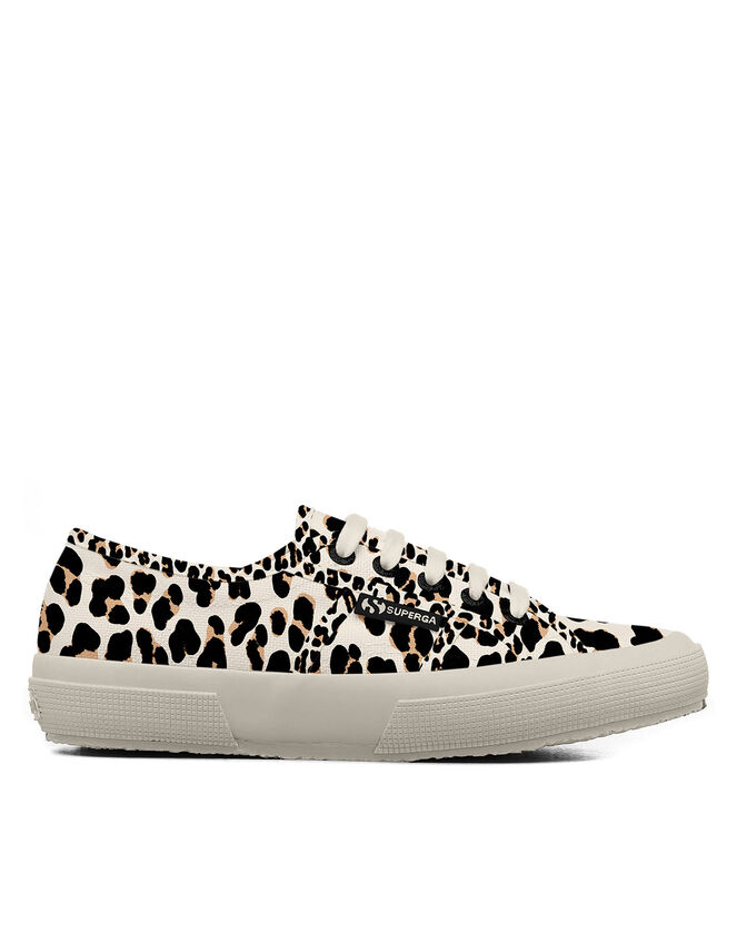 Superga Leopard Print Lace-Up Trainers, Multi (MULTI), large