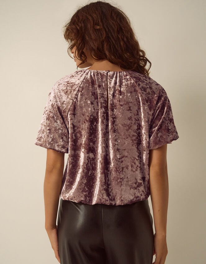 Breeda Bubble Hem Crushed Velvet Top, Mink (MINK), large