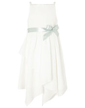 Jersey Jacquard Hanky Hem Dress, Ivory (IVORY), large