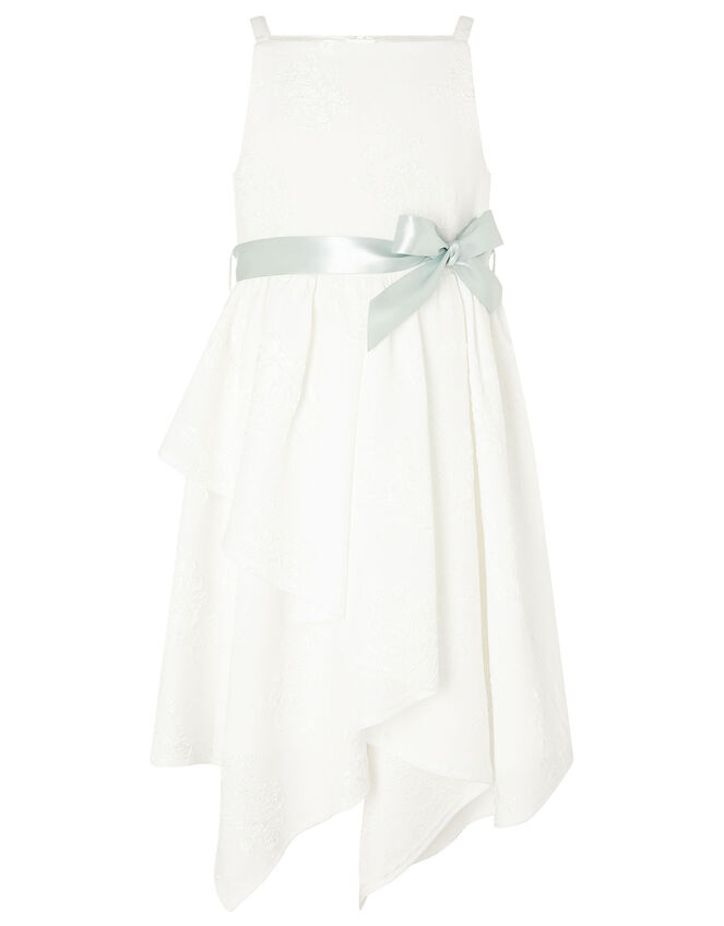 Jersey Jacquard Hanky Hem Dress, Ivory (IVORY), large