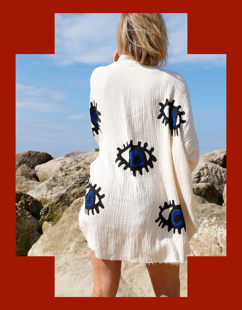 Meraki Beach Eye Print Beach Shirt, Blue (BLUE), large