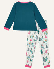 Unicorn Christmas Tree Pyjama Set , Green (GREEN), large