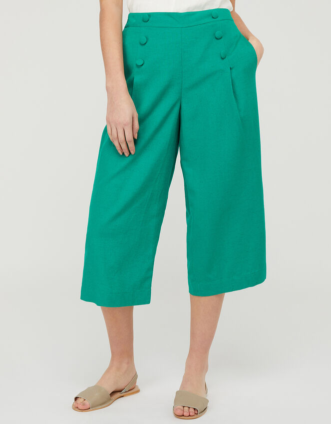Eureka Culottes in Pure Linen, Green (GREEN), large