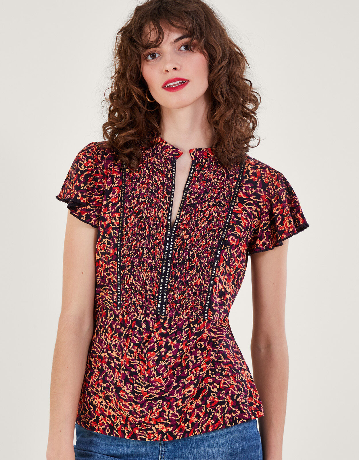 Red embellished top 2025