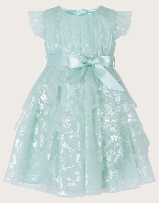Baby Pia Tiered Foil Print Dress, Green (MINT), large