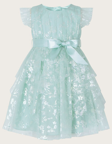 Baby Pia Tiered Foil Print Dress Green, Green (MINT), large