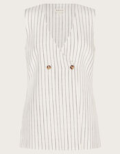 Sara Stripe Waistcoat, Ivory (IVORY), large