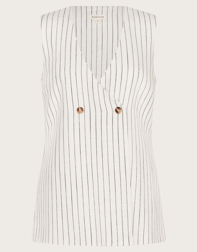 Sara Stripe Waistcoat, Ivory (IVORY), large