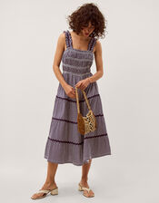 Glori Gingham Jersey Midi Dress, Blue (NAVY), large