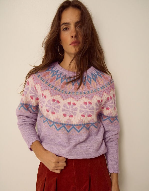 Frey Fair Isle Sweater, Purple (LILAC), large