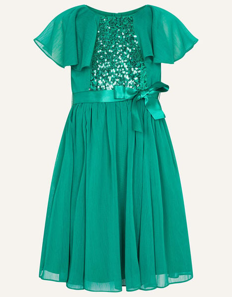 Sequin Cape Sleeve Dress Green, Green (GREEN), large
