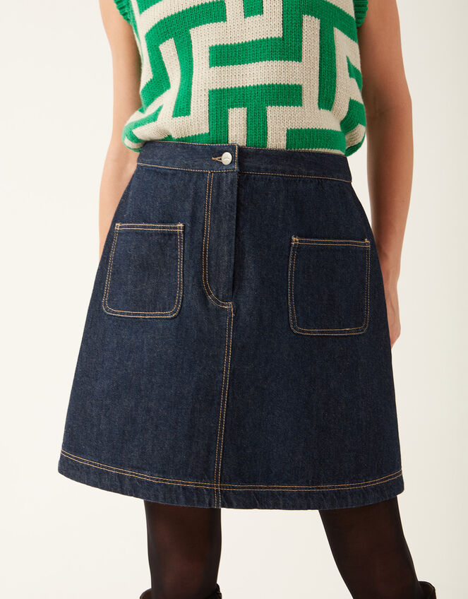 Mirla Beane Francis Denim Skirt, Blue (INDIGO), large