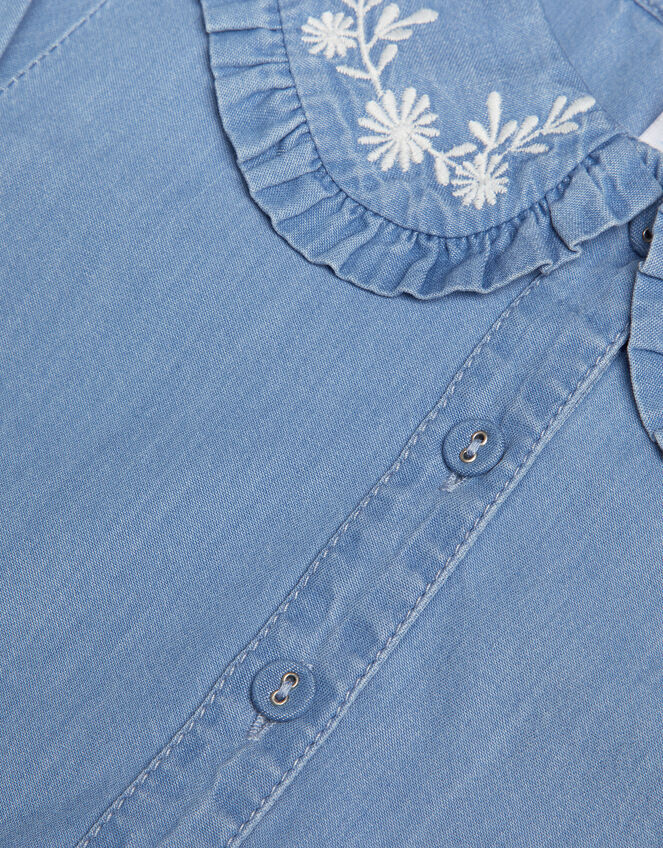 Chambray Collared Blouse, Blue (BLUE), large