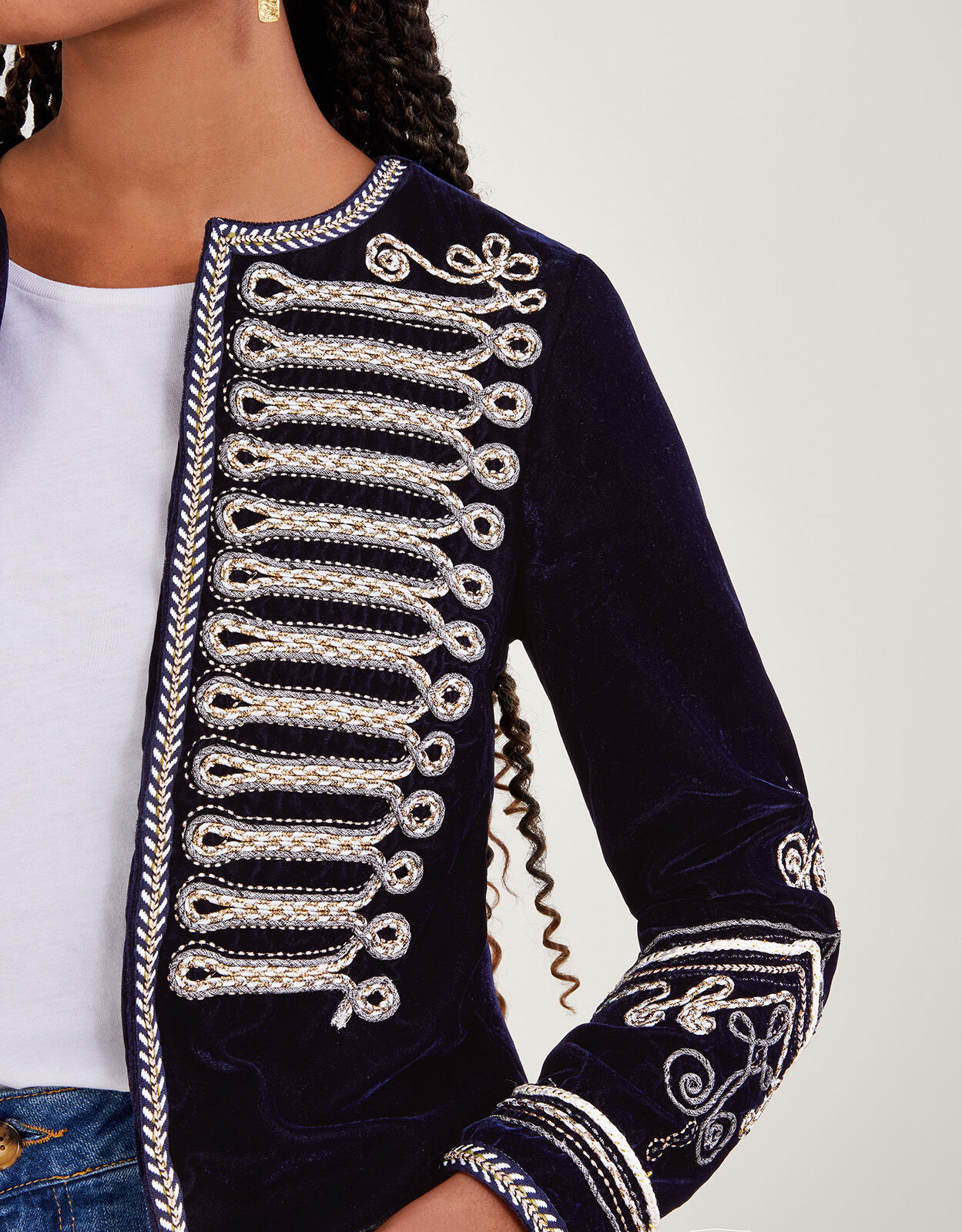 Zara velvet military clearance jacket