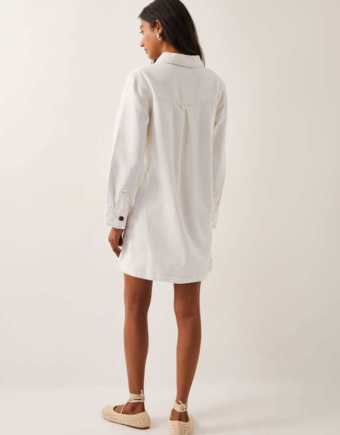 Nara Denim Tunic Shirt Dress, Ecru (ECRU), large