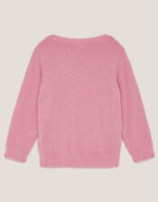 Embellished Fuzzy Christmas Sweater, Pink (PINK), large
