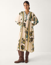 Zenya Floral Print Midi Dress, Green (GREEN), large