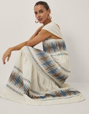 Devotion Twins Elegant Jacquard Maxi Dress, Natural (NATURAL), large