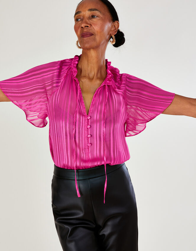 Paige Ruffle T-Shirt, Pink (PINK), large