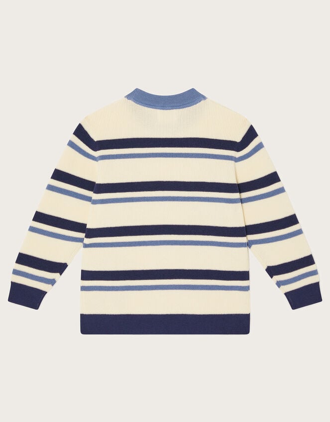 Varsity Stripe Crew Neck Jumper, Ivory (IVORY), large