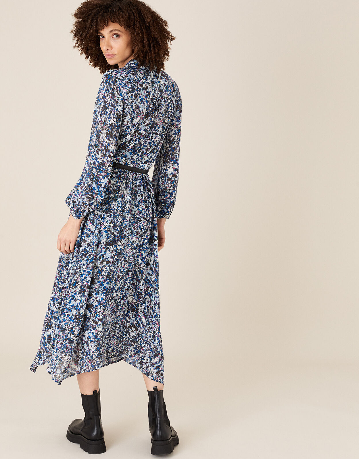 Printed Hanky Hem Shirt Dress in