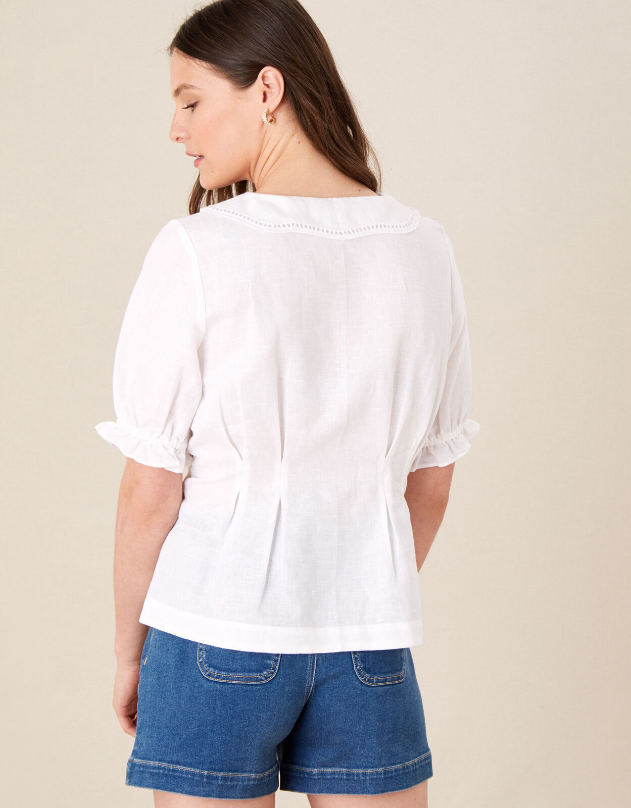 Embroidered Collar Puff Sleeve Blouse White | Tops & T-shirts | Monsoon  Global.