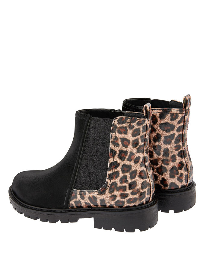 Natasha Leopard Chelsea Boots, Black (BLACK), large