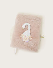 Odette Swan Faux Fur Lockable Diary, , large