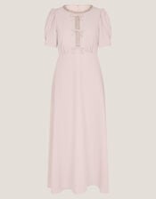 Bonnie Bow Puff Sleeve Midi Dress, Pink (BLUSH), large