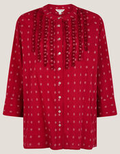 Poppy Ruffle Print Blouse, Red (RED), large