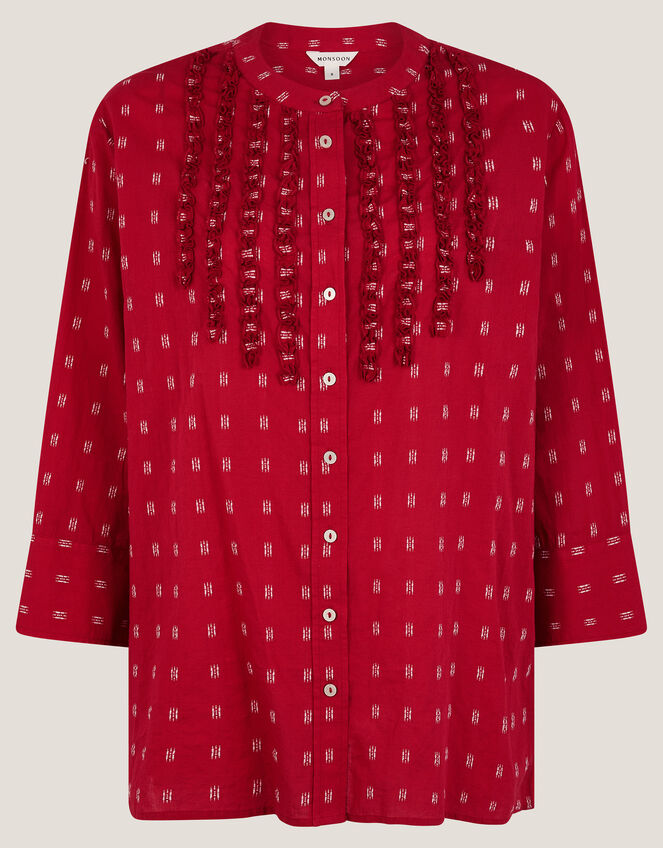 Poppy Ruffle Print Blouse, Red (RED), large