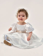 Baby Angelica Satin Bow Dress, Ivory (IVORY), large