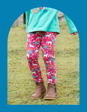Frugi Unicorn Print Leggings, Pink (PINK), large
