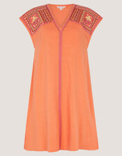 Juliet Embroidered Mini Kaftan, Orange (ORANGE), large