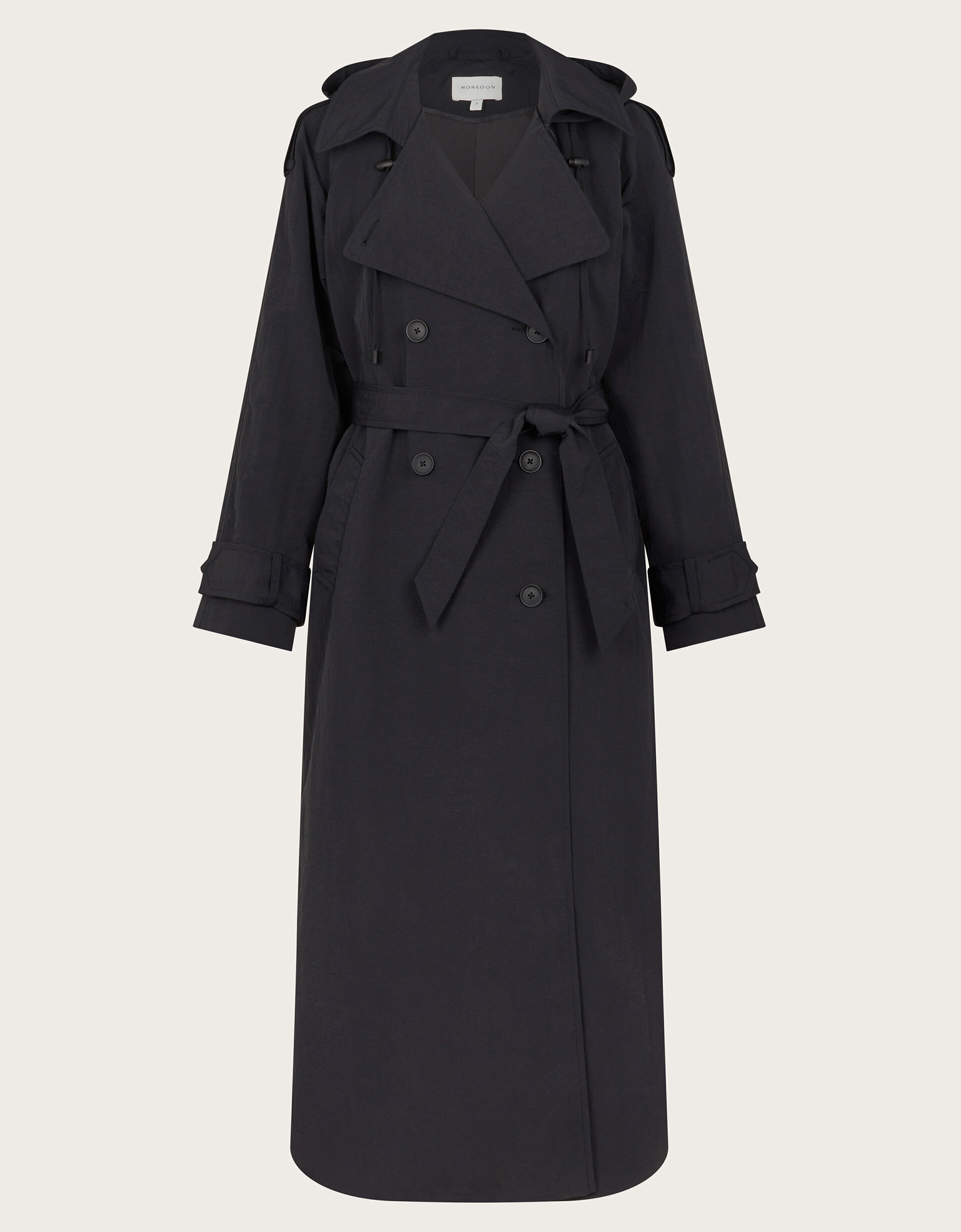 Long black mac coat outlet