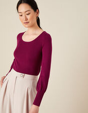 Scoop Neck Jumper, Red (BERRY), large